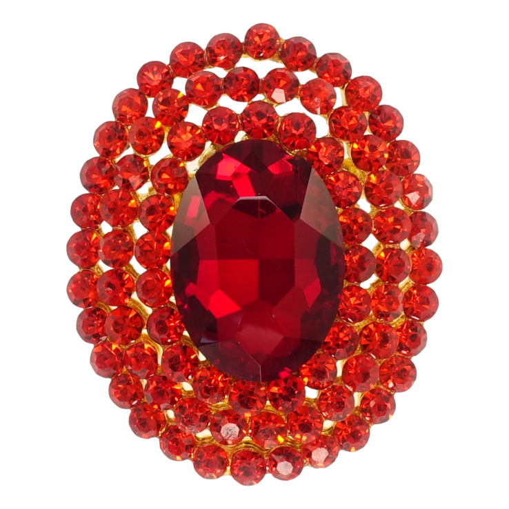 Брошь Овальная с красными стразами фото №4 Брошь Овальная с красными стразами фото №4