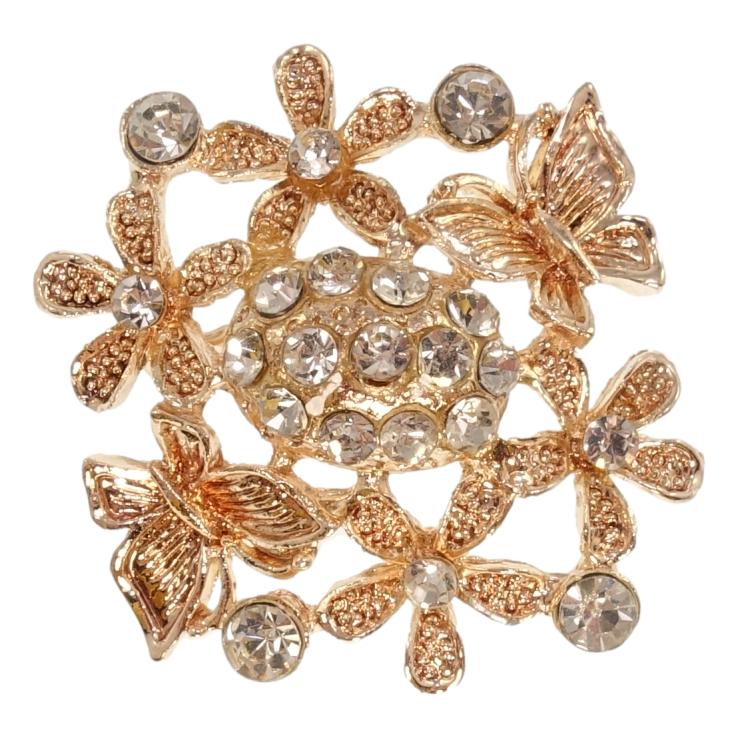 Брошь Бабочка на цветочке с белыми стразами фото №10 Брошь Бабочка на цветочке с белыми стразами фото №10
