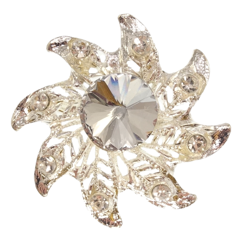 Брошь Морская звезда с белыми стразами фото №1