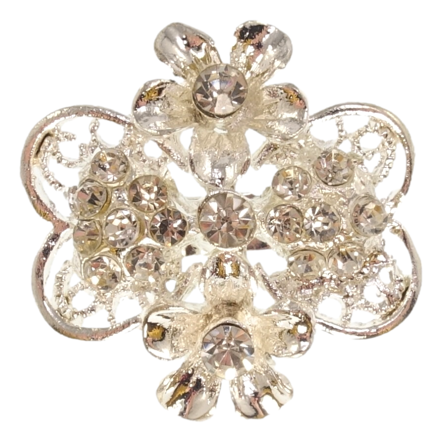 Брошь Цветок с белыми стразами фото №1 Брошь Цветок с белыми стразами фото №1