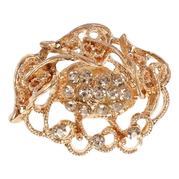 Брошка Квіткова композиція з білими стразами фото №18