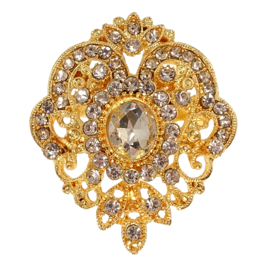 Брошь Цветочный орнамент с белыми стразами фото №1 Брошь Цветочный орнамент с белыми стразами фото №1