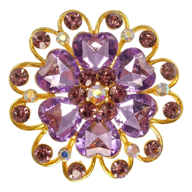 Брошка Квітка з фіолетовими серцями фото №10 Брошка Квітка з фіолетовими серцями фото №10