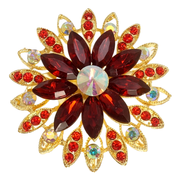 Брошка Квітка з червоними кристалами фото №8 Брошка Квітка з червоними кристалами фото №8