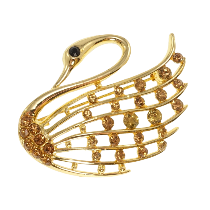 Брошь Лебедь с золотистыми стразами фото №23 Брошь Лебедь с золотистыми стразами фото №23