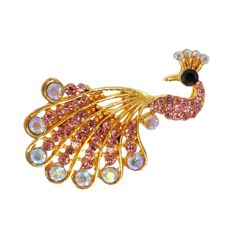 Брошь Павлин с розовыми стразами фото №25