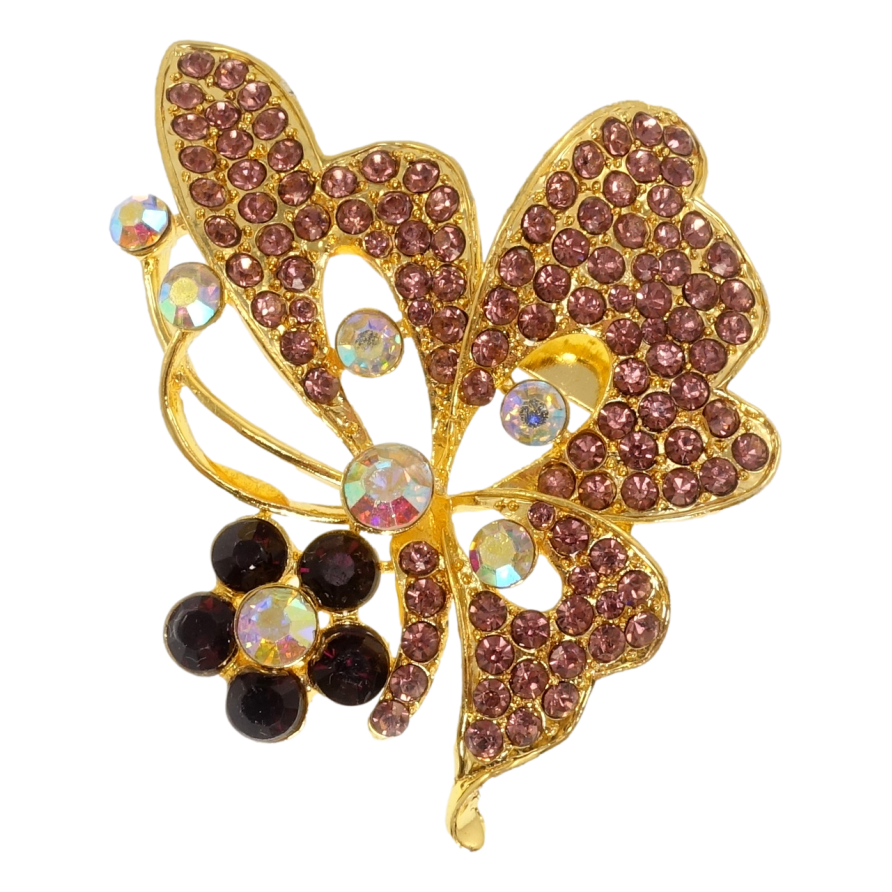 Брошь Бабочка с бордовыми стразами фото №1 Брошь Бабочка с бордовыми стразами фото №1