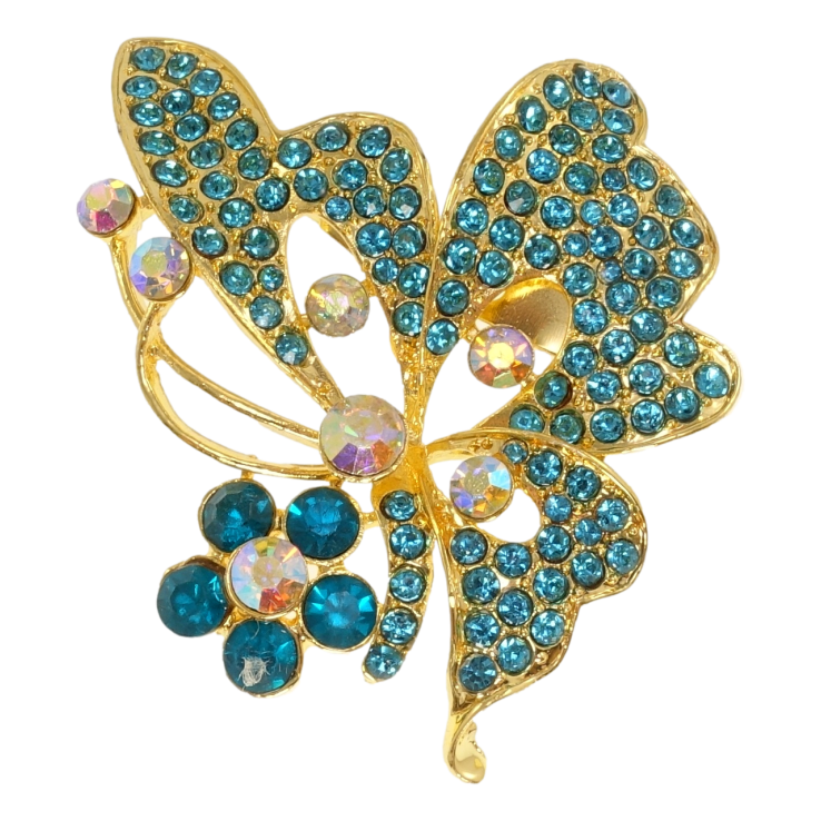Брошь Бабочка с бирюзовыми стразами фото №6 Брошь Бабочка с бирюзовыми стразами фото №6