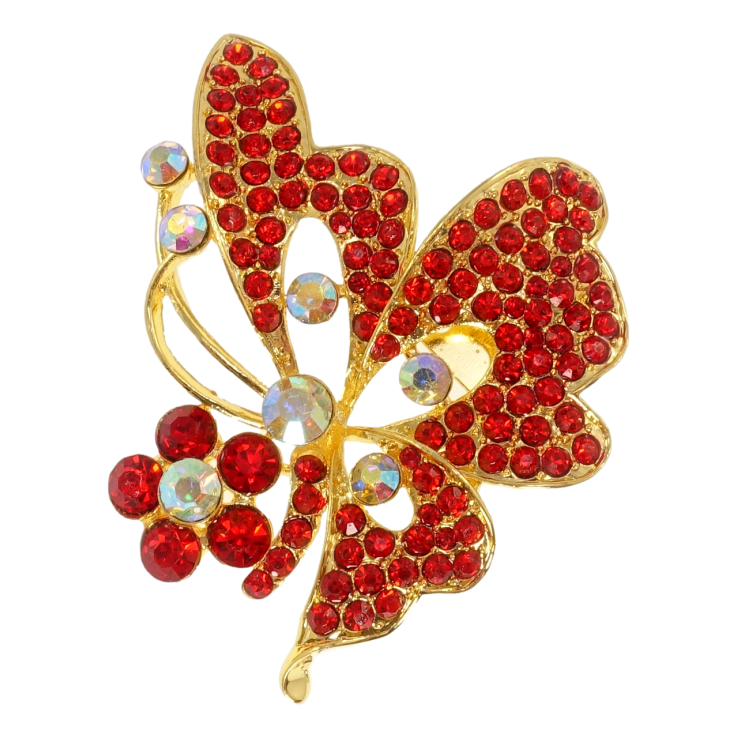 Брошь Бабочка с красными стразами фото №3 Брошь Бабочка с красными стразами фото №3