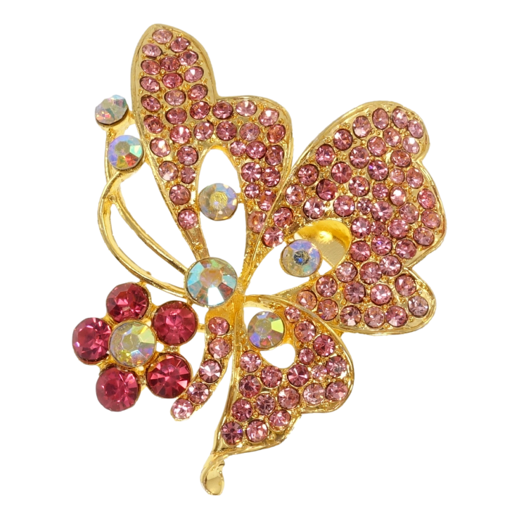 Брошь Бабочка с розовыми стразами фото №7 Брошь Бабочка с розовыми стразами фото №7