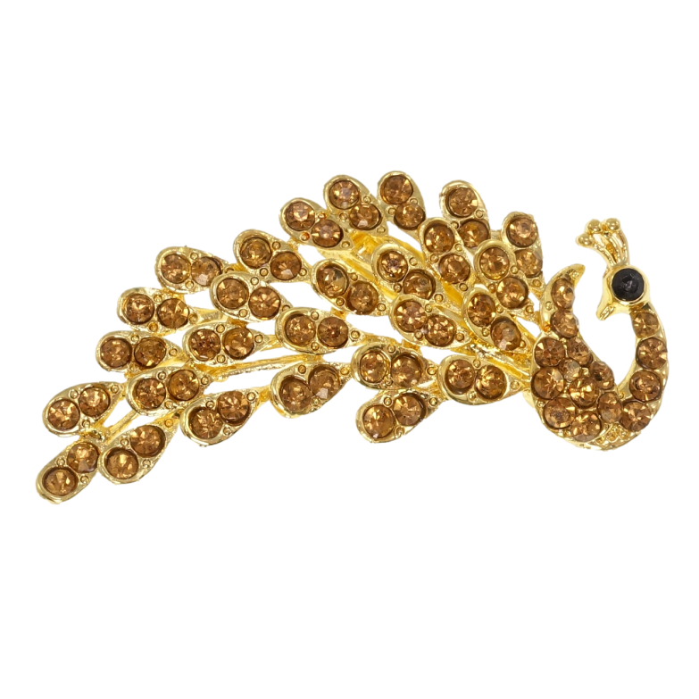 Брошь Павлин с коричневыми стразами фото №1 Брошь Павлин с коричневыми стразами фото №1