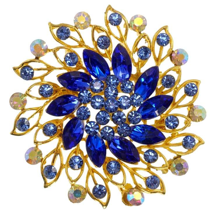 Брошка Квітка з синіми стразами фото №13 Брошка Квітка з синіми стразами фото №13