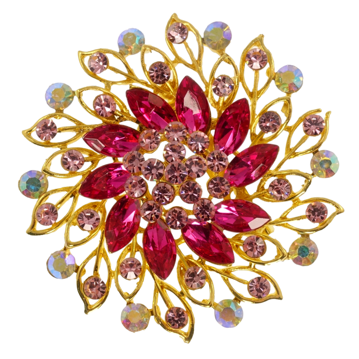 Брошка Квітка з рожевими стразами фото №2 Брошка Квітка з рожевими стразами фото №2