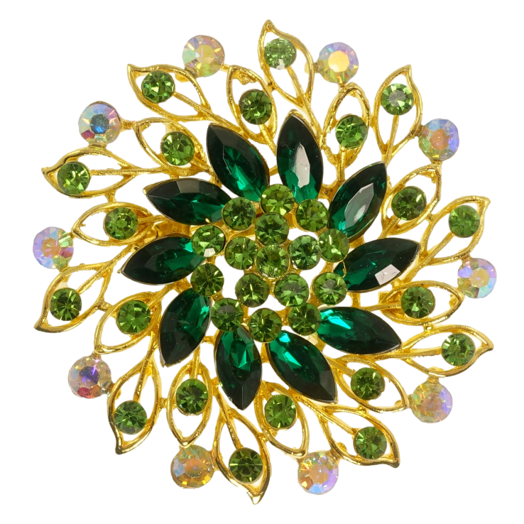 Брошь Цветок с зелеными стразами фото №2 Брошь Цветок с зелеными стразами фото №2