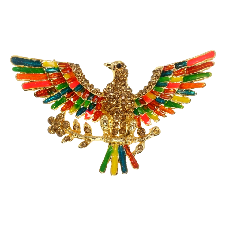 Брошь-кулон Орел із золотими стразами емаль фото №19 Брошь-кулон Орел із золотими стразами емаль фото №19