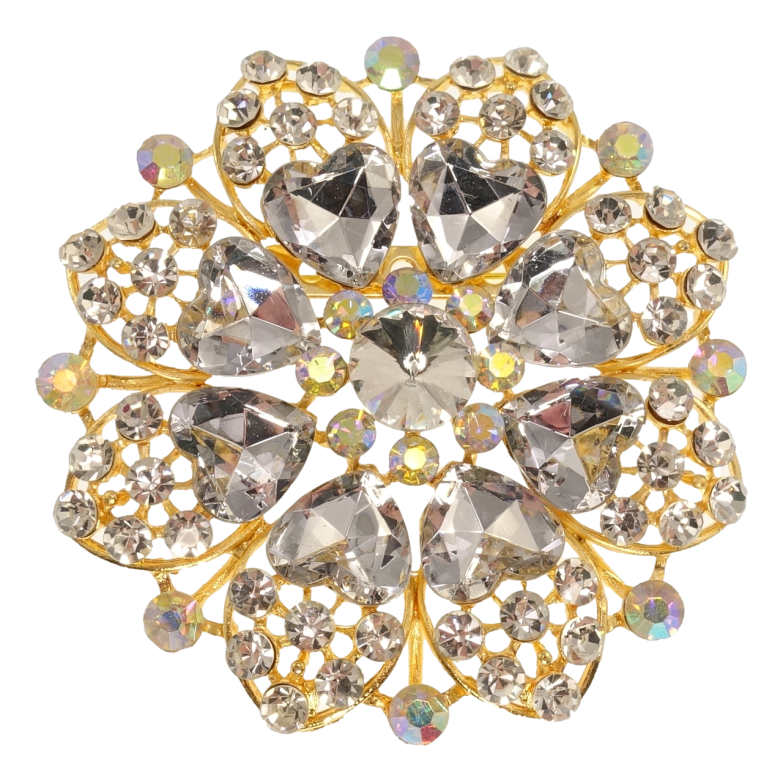 Брошь Снежинка с белыми сердечками фото №1