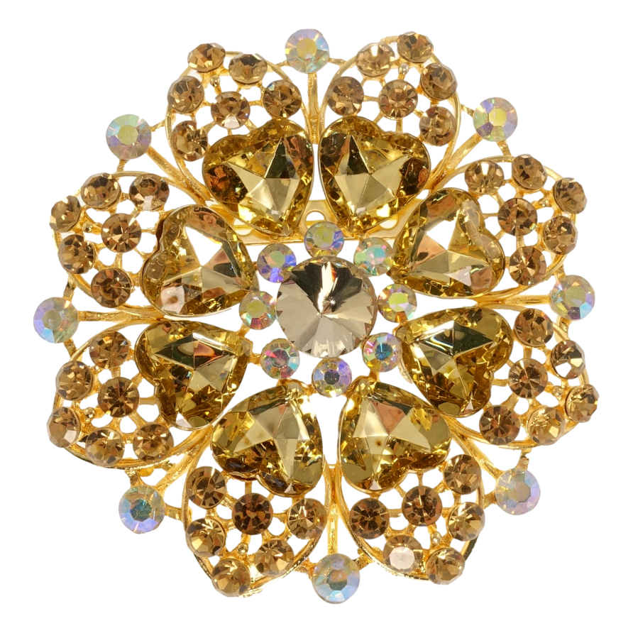 Брошка Сніжинка з коричневими серцями фото №1