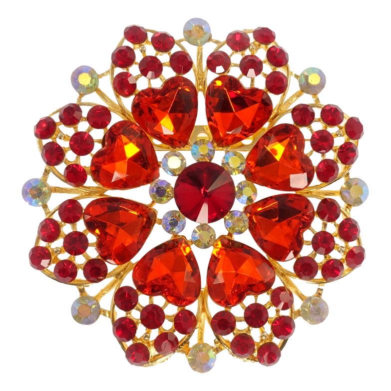 Брошка Сніжинка з червоними серцями фото №1