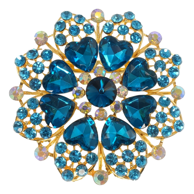 Брошка Сніжинка з блакитними серцями фото №1