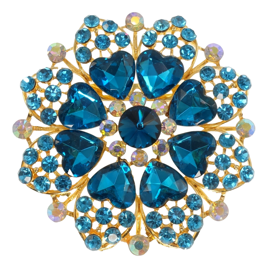 Брошка Сніжинка з блакитними серцями фото №1