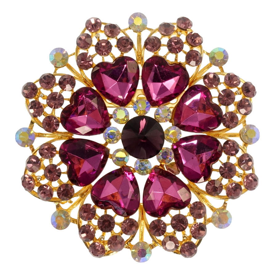 Брошка Сніжинка з бордовими серцями фото №1 Брошка Сніжинка з бордовими серцями фото №1