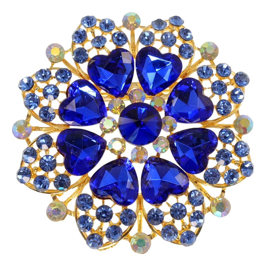 Брошь Снежинка с синими сердечками фото №1 Брошь Снежинка с синими сердечками фото №1