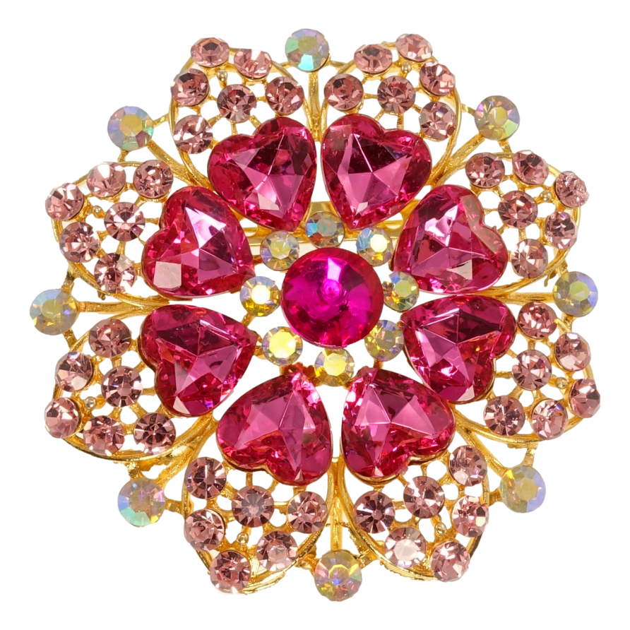 Брошь Снежинка с розовыми сердечками фото №1