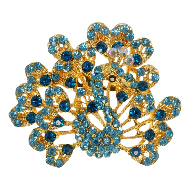 Брошь Павлин с голубыми стразами фото №2 Брошь Павлин с голубыми стразами фото №2