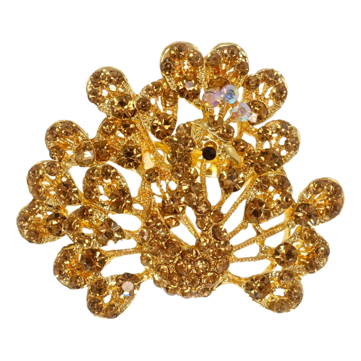 Брошь Павлин с коричневыми стразами фото №6