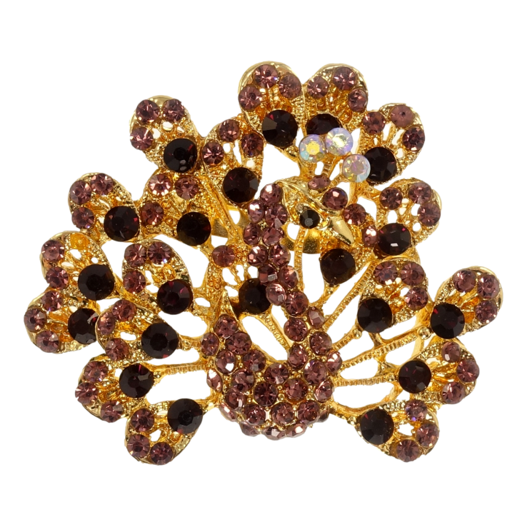 Брошь Павлин с бордовыми стразами фото №10