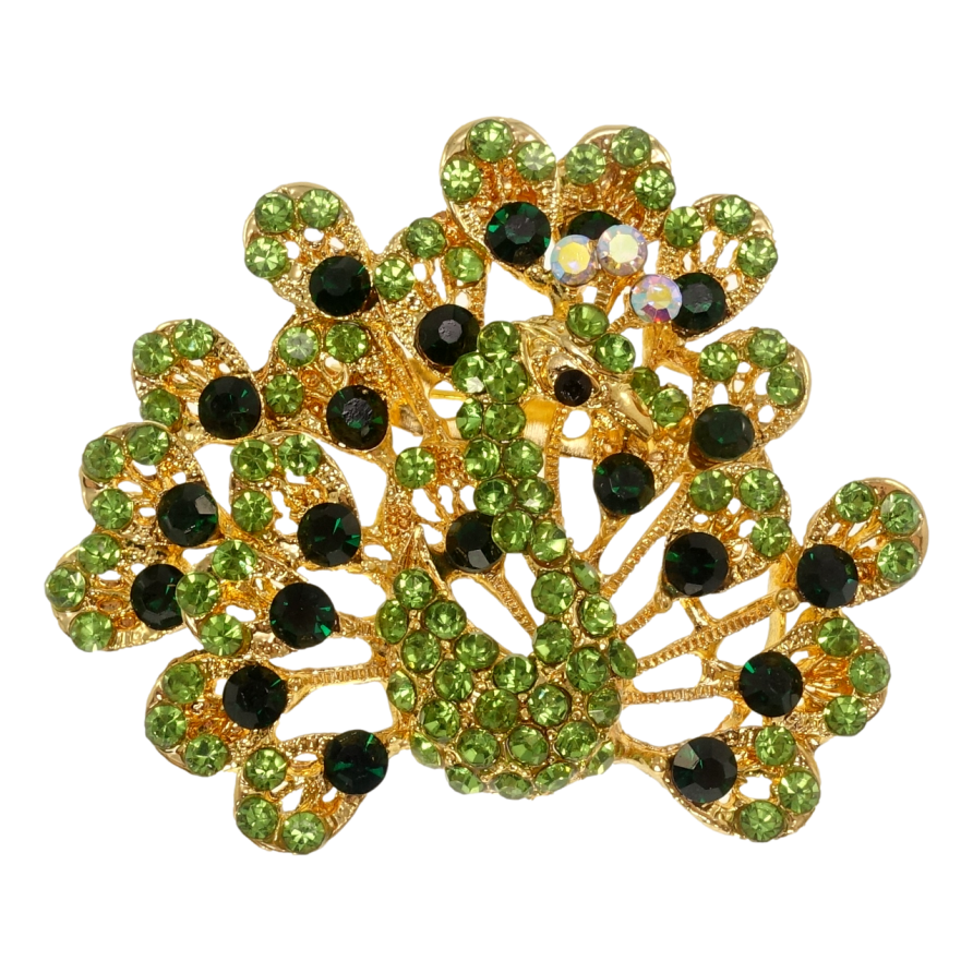 Брошь Павлин с зелёными стразами фото №1 Брошь Павлин с зелёными стразами фото №1