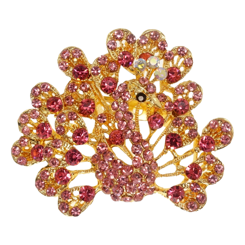 Брошь Павлин с розовыми стразами фото №1 Брошь Павлин с розовыми стразами фото №1