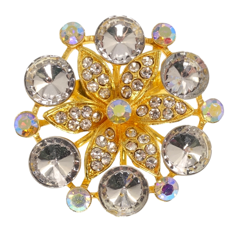 Брошка Сніжинка з білими стразами фото №1