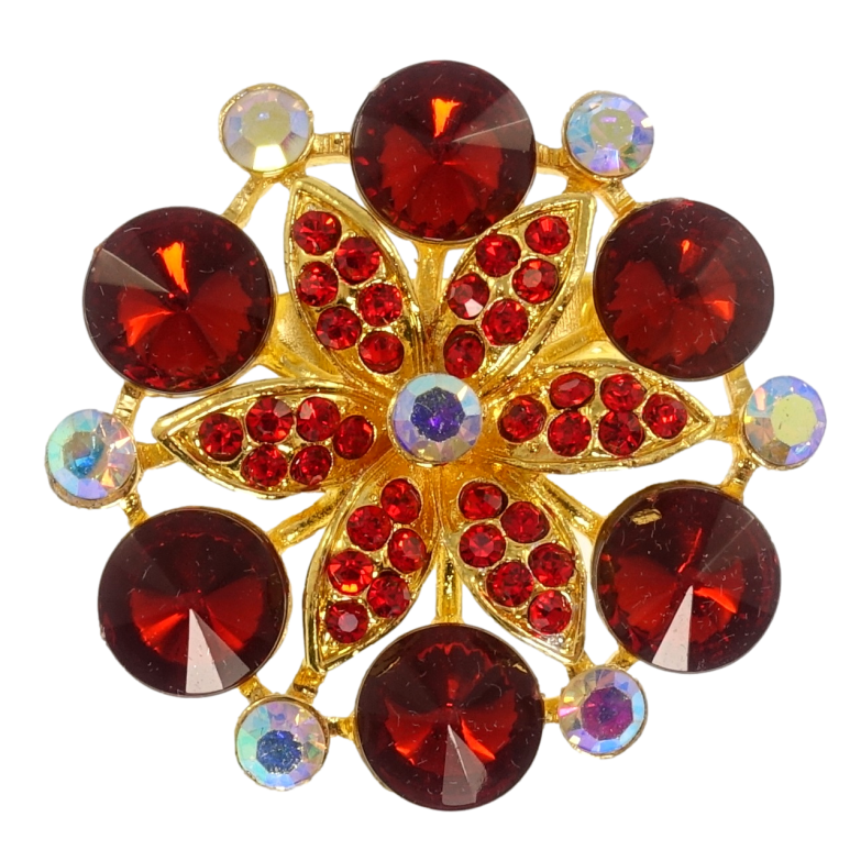 Брошь Снежинка с красными стразами фото №1 Брошь Снежинка с красными стразами фото №1