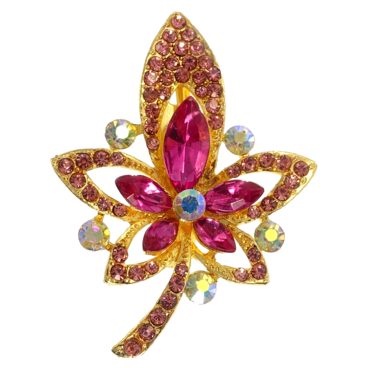 Брошь Листочек с розовыми стразами фото №13 Брошь Листочек с розовыми стразами фото №13