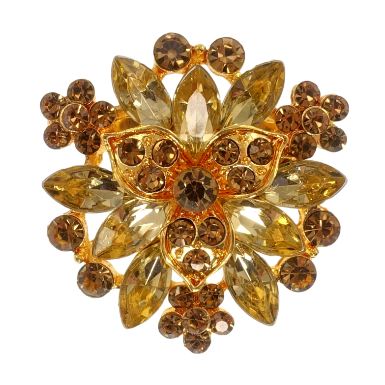 Брошка Сніжинка з коричневими стразами фото №1