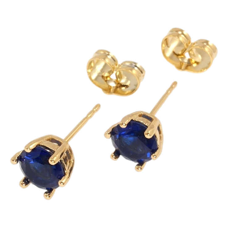 Серьги Xuping Позолота 18K пусеты Синие фианиты в 6-ти крапановой оправе  ø 6мм фото №13