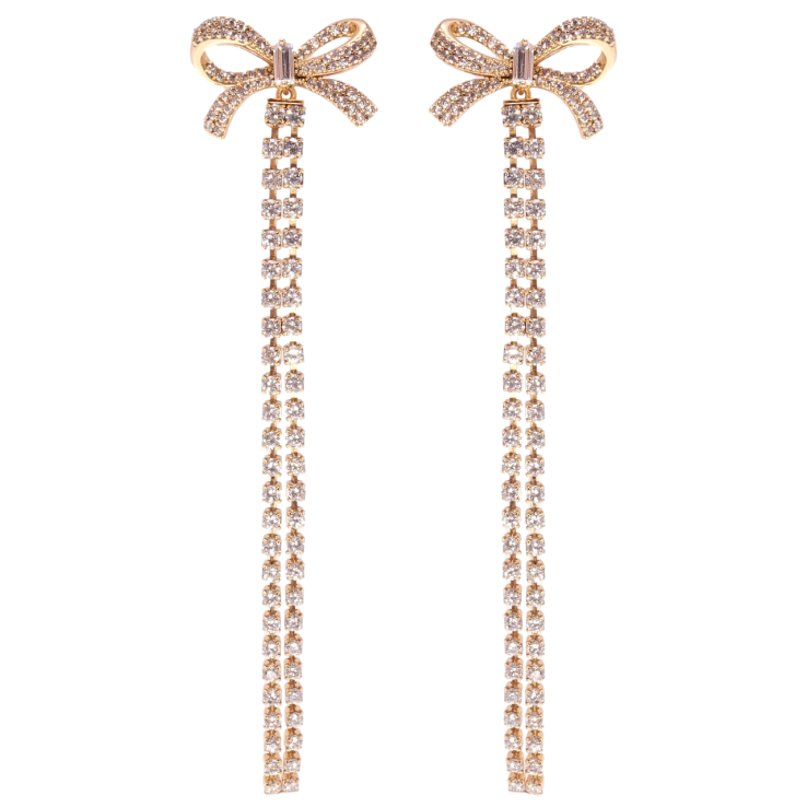 Серьги Xuping Позолота 18K пусеты Бантики с дорожками циркония фото №2