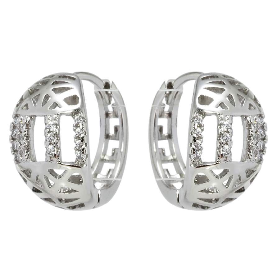 Сережки Xuping Родій колечка Різний орнамент з доріжками цирконію фото №1 Сережки Xuping Родій колечка Різний орнамент з доріжками цирконію фото №1