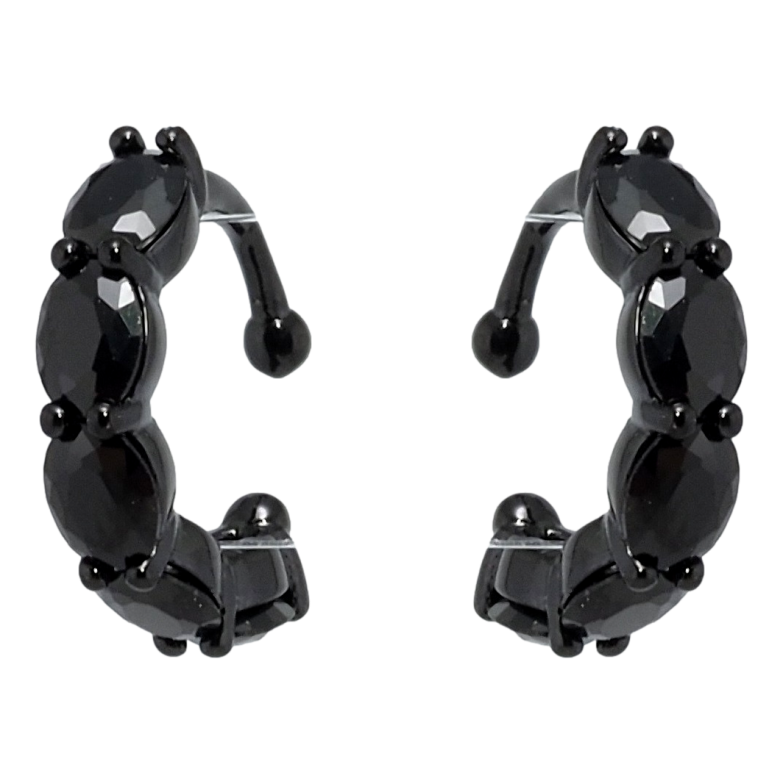 Сережки Xuping Позолота Black (чорне золото) Інкрустація чорними фіанітами фото №1