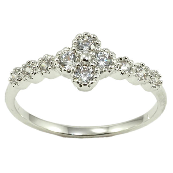 Кольцо Xuping Родий Цветок с фианитами фото №7