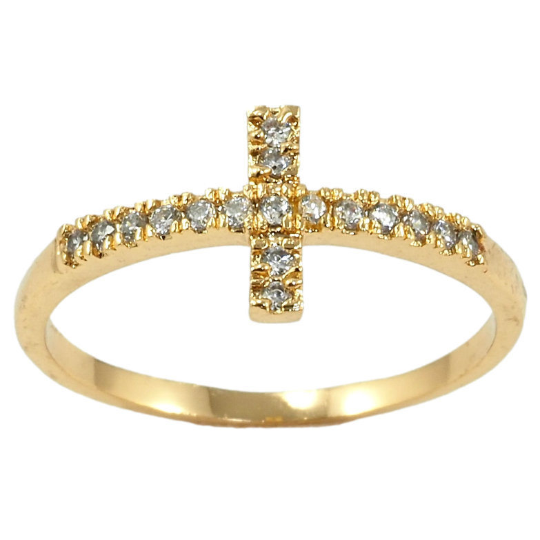 Кольцо Xuping Позолота 18K Крестик с цирконием фото №1 Кольцо Xuping Позолота 18K Крестик с цирконием фото №1