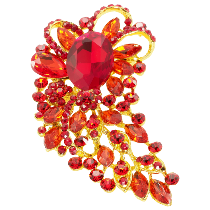 Брошь Орнамент с красными стразами фото №23