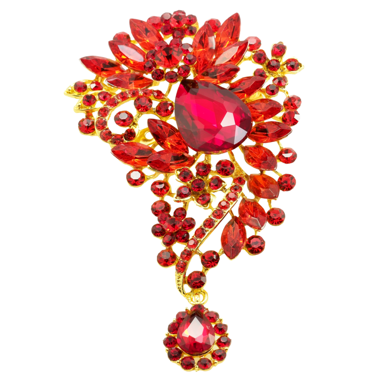 Брошка Червоний Квітковий орнамент фото №1