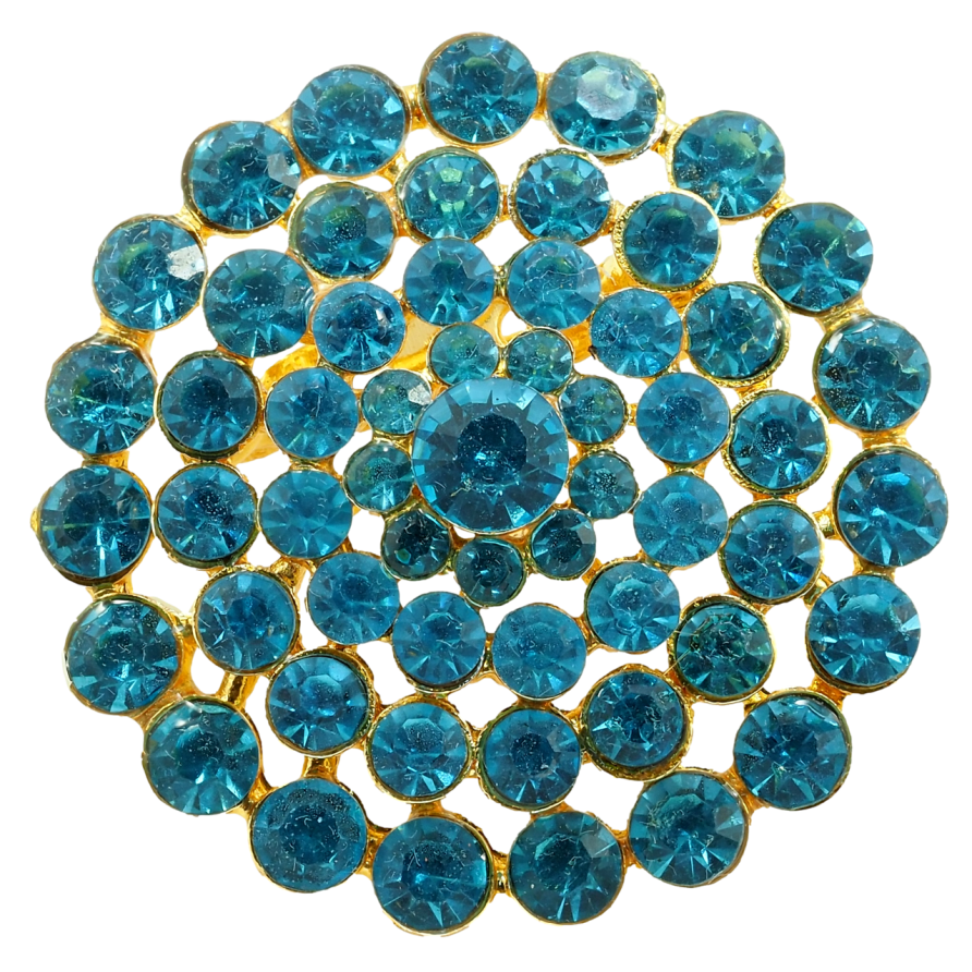 Брошь Цветок из бирюзовых страз фото №1