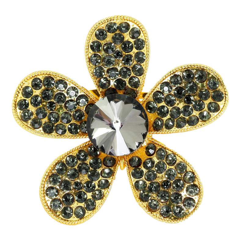 Брошь Цветок из черных страз фото №1
