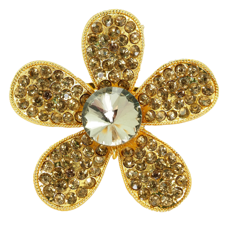 Брошь Цветок из золотистых страз фото №13