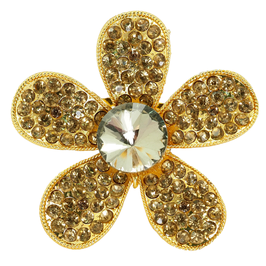 Брошь Цветок из золотистых страз фото №1