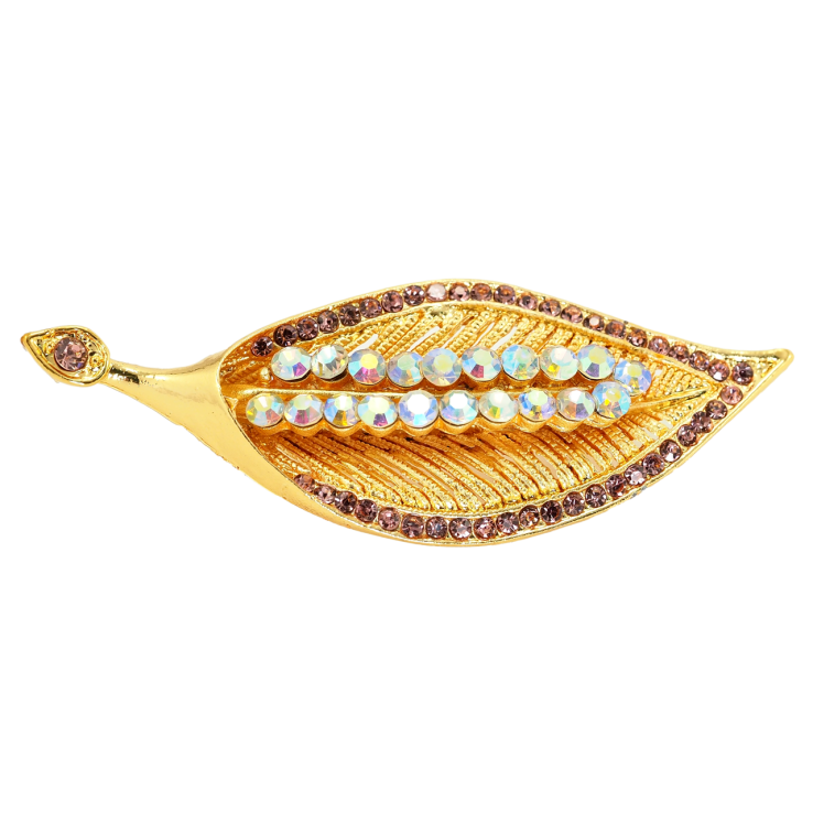 Брошь Листик с розовыми стразами фото №17 Брошь Листик с розовыми стразами фото №17