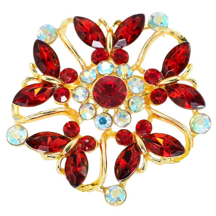 Брошь Вальс бабочек из красных страз фото №5 Брошь Вальс бабочек из красных страз фото №5